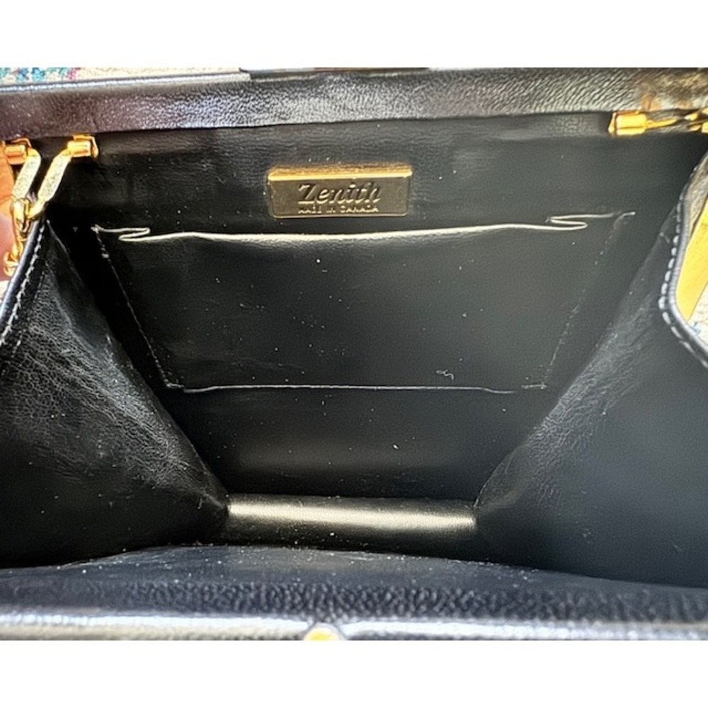 Zenith Vintage Black Leather Crossbody Bag Gold Hardware Made in Canada - Picture 3 of 5